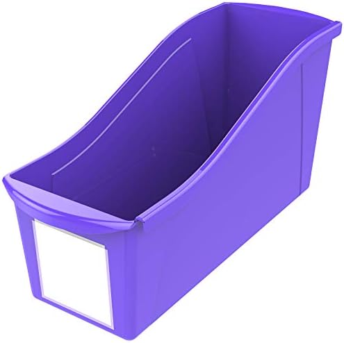 Storex Large Book Bin, Interlocking Plastic Organizer for Home, Office and Classroom, Purple, 30-Pack (71117U06C) - Image 2