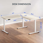 FLEXISPOT 63 x 55 Reversible L-Shaped Electric Standing Desk, Maple - Image 3