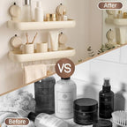 Shower Caddy Suction Cup, 2 Pack Cream White No Drilling Corner Shower Shelves, Detachable and Reusable Bathroom Organizer with Removable Hooks & Towel Bar - Image 7