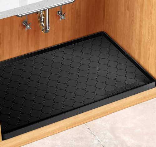 Winisok Waterproof Under Sink Mat 28" x 19", Silicone Mat, Black by Winisok