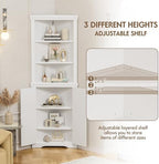 Flamaker Corner Cabinet, Freestanding Corner Shelf for Bathroom, White - Image 4