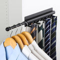 BaiNong Adhesive Valet Rod for Closets Pull Out 12" Black with 8 Hooks by BaiNong