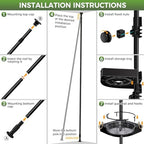 Coner Shower Caddy Tension Pole with 4 Lazy Susan Bathroom Corner Organizer 360° Rotating 35-128 Inch No Drilling Floor Standing Shelves Adjustable Shower Rack for Bathroom (Black) - Image 4