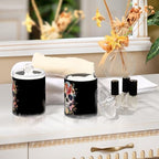 Fustylead 4 Pack Retro Floral Skull Watercolor Qtip Holder Dispensers for Cotton Swab, Ball, Round Pads, Floss, Plastic Apothecary Jar Set for Bathroom Canister Storage - Image 6