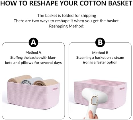 MiniArk Large Storage Baskets for Shelves, 17 x 13 x 7.5” Closet Organizers Bins for Clothes Blanket Towels, Baby Nursery, Toy Baskets Box, Woven Rope Baskets, 3 Packs Light Pink - Image 7