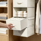 Vailando 6-Shelf Hanging Closet Organizer with 3 Fabric Drawers, Beige - Image 6