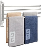 NearMoon Swivel Towel Rack, 19.5" Thicken 304 Stainless Steel 4-Arm Towel Bar, Space Saving Wall Mounted Towel Holder with Hook, Rustproof Swing Out Towel Hanger for Bathroom, Kitchen (Chrome Finish) by NearMoon
