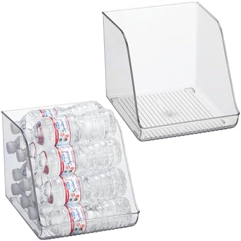 iDesign Plastic Water Bottle Organizer for Fridge, Clear, 2-Pack by iDesign