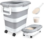 Komzon Rice Storage Container 10-40 lb, 25 lb Pet Dog Food Storage Container, Collapsible Airtight Rice Container,Rice Dispenser Bin with Cup and Scoop for Flour Cereal Pasta Grain, Cat Bird Food by Komzon