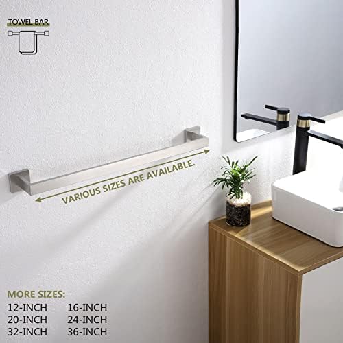 KOKOSIRI 24-Inch Single Towel Bar, Bathroom Kitchen Towel Holder, Wall Mounted Stainless Steel Towel Rack 2 Pack, Brushed Nickel, B4003BR-L24-P2 - Image 5