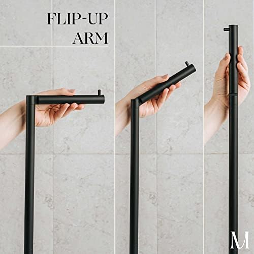 MARMOLUX ACC Free Standing Toilet Paper Holder Stand and Storage - 4 Jumbo Roll Bathroom Hardware Toilet Paper Stand - Stainless Steel Standing Toilet Paper Holder -Matte Black/Black Marble Base - Image 2