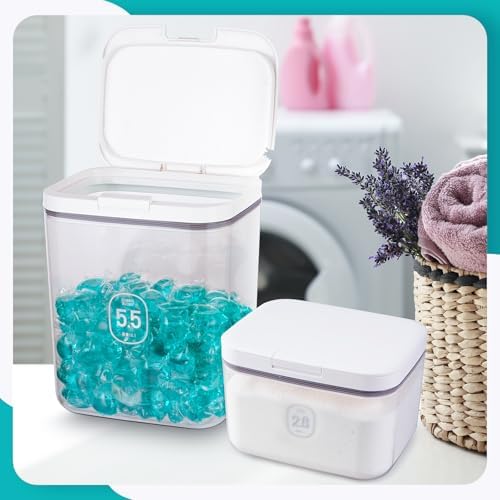 Large Capacity Laundry Powder Container With Pop-Up Lid, 5.5L and 2.8L - Image 7
