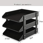 Leather Desk File Organizer, 3-Layer Stackable Tray, Used to Store documents, folders, Stationery, Magazines, Newspapers, Letters, and Other Home Office Sundries Desktop Organization Holder(Black)… - Image 2