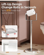 RUACQ Toilet Paper Holder Stand with Weighted Base, Chrome 1 Pack - Image 2