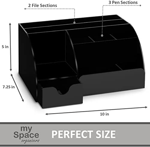 My Space Organizers Black Desk Organizer with 9 Compartments - Desktop Office Supplies and Desk Accessories Organizer - Image 6