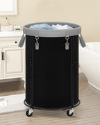 STORAGE MANIAC Rolling Laundry Hamper with Wheels 110L Laundry Basket, Round Laundry Cart with Metal Frame and Removable Bag, Clothes Hamper for Bedroom, Bathroom, Dorm Room, Laundry Room, Black - Image 6