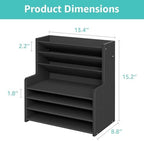 7 Tier Black Desk Organizer with File Holder, Wood Desktop Paper Organizer for Office Organization, Vertical Document Sorter and Letter Tray for Desk, School Storage Orgnizer Shlef - Image 2