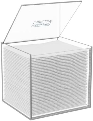 CLEAN SKIN CLUB Clear Acrylic Box for Clean Towels XL (NOT Included), Container For 50 Disposable Clean Towels XL, Face Towelettes Bathroom Counter Storage, Bin for Cleansing Facial Dry Wipes by CLEANSKINCLUB