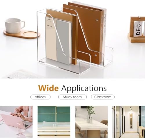 SANRUI Acrylic Desk Organizer, 3-lot Vertical File Organizer, 2-Pack Clear - Image 4