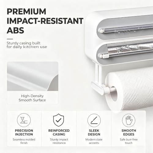 Magnetic Foil and Plastic Wrap Organizer, Aluminum Foil Dispenser，Black - Image 5