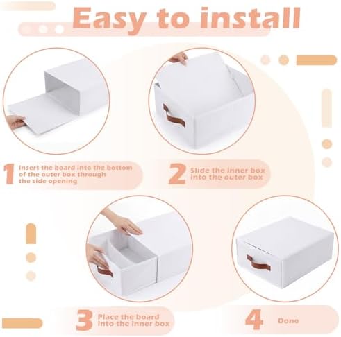Windyun 4 in 1 Stackable Dorm Under Bed Storage Drawers, White - Image 6