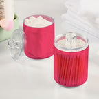 4 Pack Qtip Holder Dispenser with Lids,Magenta Storage Containers,Bathroom Canisters Organizer for Cotton Ball,Cotton Swab,Cotton Round Pads,Floss 21214716 - Image 4