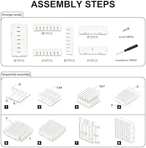 DTTXYSD 100-Grid Paint Organizer, White PVC Wall Mountable Stackable Rack for 2 oz Bottles, Acrylic Paint and Marker Holder - Includes 16 Screws & 1 Screwdriver - Image 5