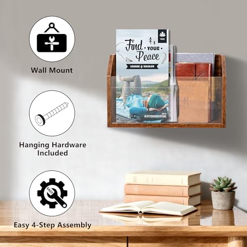 Wall File Holder & Organizer, Wall Mounted Magazine Holder, 2 Pack - Image 6