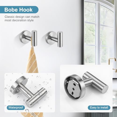 TQKAG Brushed Nickel Bathroom Hardware Set, 6-Piece Towel Bar Set 23.6 Inch - Image 4