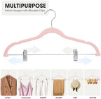 24-Pack Blush Pink Velvet Hangers with Clips Adjustable,Adult Hangers,Heavy-Duty,Felt,Non-Slip,Space Saving,Slim Outfit Hanger for Pants, Skirts, Suits,Coats, Dresses ect. - Image 6