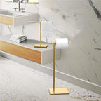 Gatco 1431B Freestanding Toilet Paper Holder Stand, Modern Bathroom Toilet Tissue Holder with Weighted Rectangle Base, Brushed Brass Finish, 22.25 Inch - Image 4