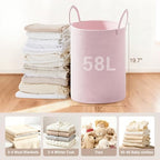 58L Tall Cotton Rope Laundry Basket with Handles, Pink - Image 2