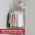 Rubbermaid Configurations Custom Closet Kit, 2-4 Ft. Adjustable Metal Wire Shelving, White Finish, Expandable Organization System, Hardware Included, for Home Closet/Pantry/Laundry/Mudroom - Image 2