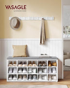 VASAGLE Shoe Bench with Cushion, 15 Compartments, 11.8 x 41.3 x 18.9 Inches - Image 2