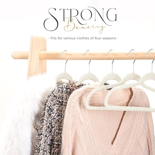 HOUSE DAY Premium Velvet Hangers 50 Pack Ivory, Non-Slip Flocked Felt Hangers, Sturdy Clothes Hanger with 360° Rotatable Hook, Heavy Duty Durable Slim Coat Hanger for Closet Space Saving - Image 7