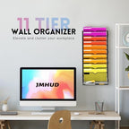 11-Tier Wall File Organizer and Hanging File Organizer with Base, Black - Image 2