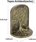 Tree of Life Vintage Heavy Bookends, 2 Unique Bronze Decorative Bookend for Shelves or Bookcase, Anti-Slip Book Shelf Bookends Decorative, Gifts for Mother and Father - Image 2