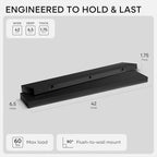 Homeforia 42 Inch Floating Shelves, High-End Solid Pine Wood, Set of 2 - Image 3