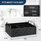 Ukonvi Paper Plate Dispenser and Holder for Kitchen Counter, Wood Rustic Silverware Utensil Caddy, Cutlery Flatware Organizer Box for Cups Spoons Forks Napkins, Kitchen Accessories - Image 7