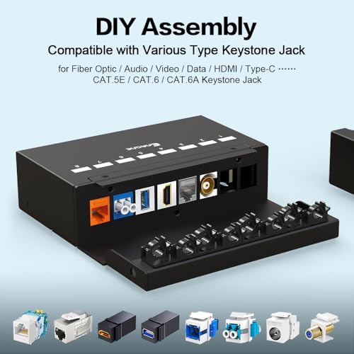 8 Port Blank Keystone Patch Panel Shielded Compatible with LC/SC/ST/FC/USB/HDMI Keystone Jack for Desk Mount Home Ethernet Termination Box - Image 4