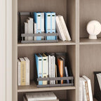 Bamboo Desk File Organizer, 3 Compartment Magazine Holder for Home Office(Black) - Image 4