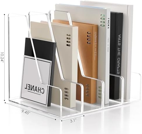 SANRUI 4 Pack Vertical File Holder, Acrylic Desk Organizer Magazine File Sorter for Magazines, Binders, Notebooks, Envelopes, Multi-purpose Clear Document Organizer Rack - Image 2