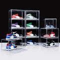 NYZE 12 Pack Acrylic Shoe Boxes Side Open, Clear Shoe Box Plastic Stackable, Shoe Storage Organizer with Magnetic Door, Shoe Display Shoe Containers with Lids Fits Up to Size 15 by GIVEYOUTHEBEST