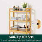 Smiry Bamboo Over The Toilet Storage Cabinet, 3 Tier, Natural - Image 4