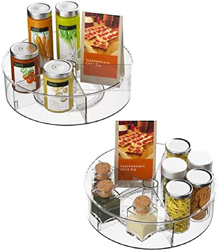 Plastic Round Lazy Susan Rotating Turntable Food Storage Container for Cabinet, Pantry, Refrigerator, Countertop, Spinning Organizer for Spices, Condiments, Baking Supplies 11.5'' 2 Packs - Image 2