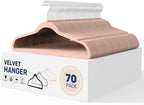 YSSOA 70 Packs Velvet Hangers, Non Slip Space Saving Suit Hangers, Heavy Duty Clothes Hangers with 360° Rotatable Hook for Coats, Pants, Pink by YSSOA