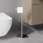 RARXTR Toilet Paper Holder Stand, Post Pivoting Design Free Standing Toilet Paper Holder, SUS304 Stainless Steel Toilet Paper Roll Holder, Heavy Stable Base (Chrome) - Image 2