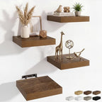 RICHFOCUS 8Inch Square Floating Shelves for Wall 4Pack|Walnut by RICHFOCUS