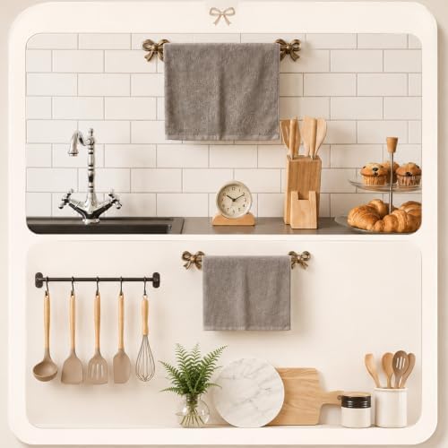 12 in Bow Antique Brass Towel Bar Vintage Gold Bathroom Towel Rack - Image 6