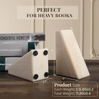 Koville Marble Bookends for Shelves, Large Bookends for Heavy Books, Non-Slip 7Lbs Stone Book Ends for CD/Movies, Modern Decorative Bookends for Shelves Table Home Decor(Navona) - Image 2